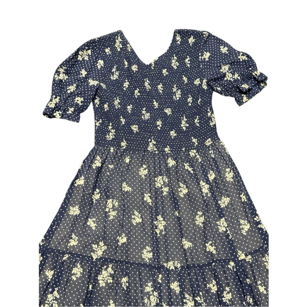 Christy Dawn Beverly Dress Blue Floral Midi Cottagecore Size M - Picture 8 of 10